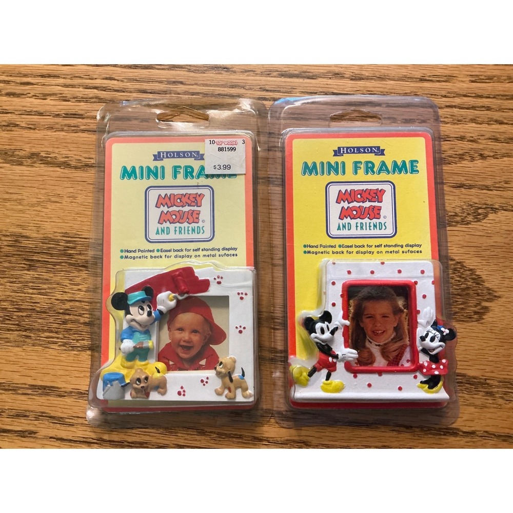 Vintage Holson Mickey Mouse and Friends Mini Frames Magnetic Easel Set of 2 NEW